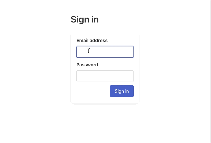 Our sign-in form, showing inline error messages